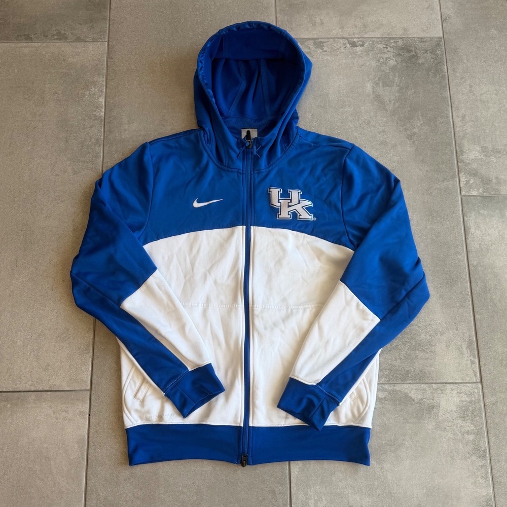 Vintage Y2K Nike Kentucky Wildcats Therma-FIT Zip Hoodie Blue White Mens S Elite